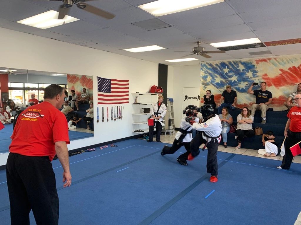 Karate class in session