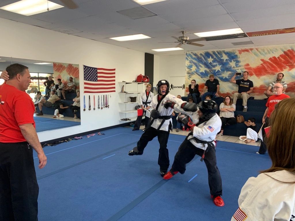 Students sparring dojo
